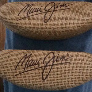 New! (2) MAUI JIM Brown small clam SUNGLASSES CASE fast Shipping! Brand new nib!